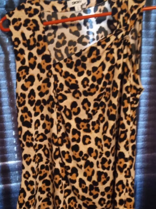 Dkny Tops - DKNY Sleeveless Top animal print medium side shoulder wrap